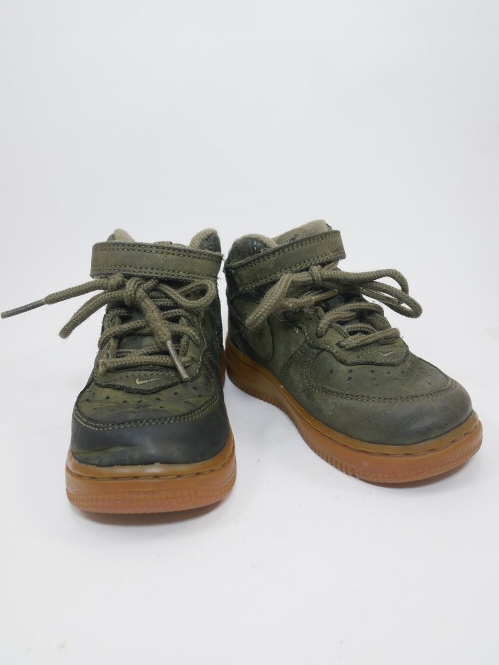 Sz 8C Nike Air Force 1 Mid Sneaker Toddler AF1 KIDS Strap Green Leather